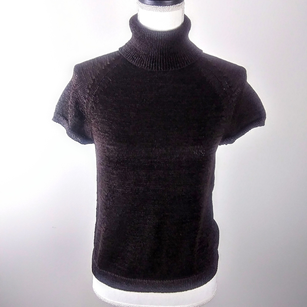 WORTH Short sleeve dark brown turtleneck Sz M